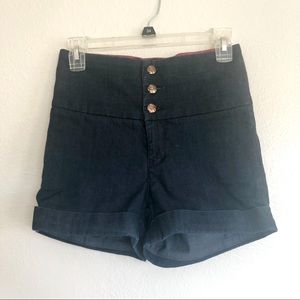 Dark denim high waisted shorts